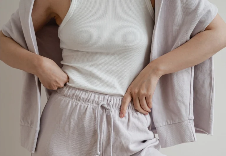 Aesthetic stock image showing a woman wearing comfy athleisure. The image is purely for decorative use only to support the blog post on the 51 seasonal health goals to add to your wellness routine